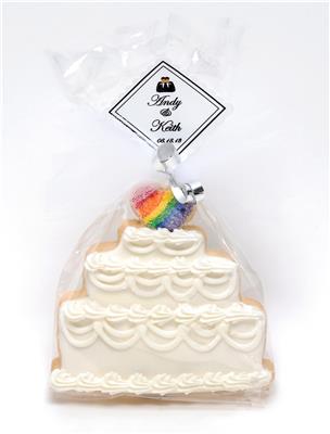 Wedding Cake with Heart Topper Rainbow - Cookie Party Favor