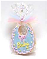 Baby Bib Blue with Yellow and Pink Detail - Cookie Party Favor