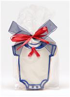 Onesie Blue Outline with Red Bow - Baby Cookie Party Favor