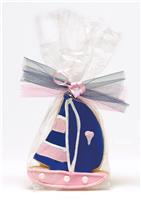 Sailboat Pink with Blue Sails  - Baby Cookie Party Favor